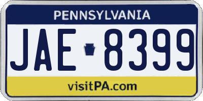 PA license plate JAE8399