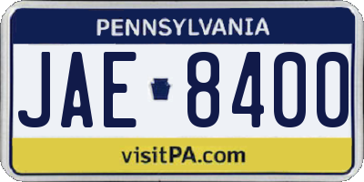 PA license plate JAE8400