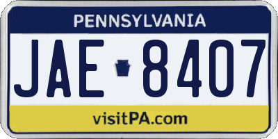PA license plate JAE8407