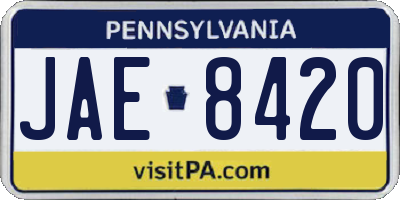 PA license plate JAE8420