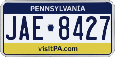 PA license plate JAE8427