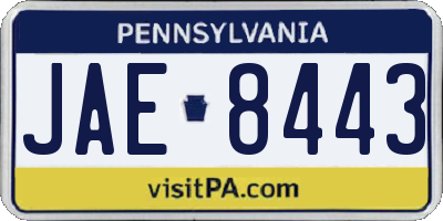 PA license plate JAE8443
