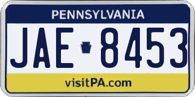 PA license plate JAE8453