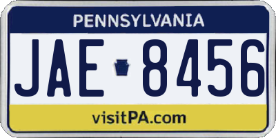 PA license plate JAE8456