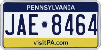 PA license plate JAE8464