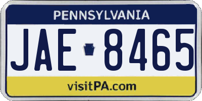 PA license plate JAE8465