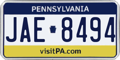 PA license plate JAE8494
