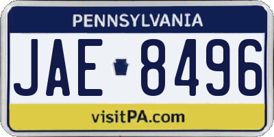 PA license plate JAE8496