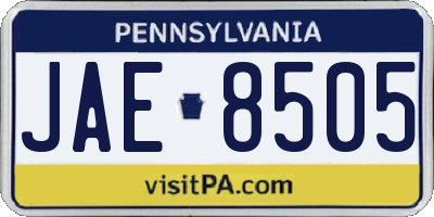 PA license plate JAE8505