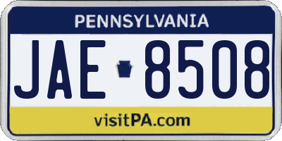 PA license plate JAE8508