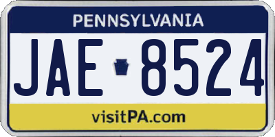 PA license plate JAE8524