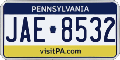 PA license plate JAE8532
