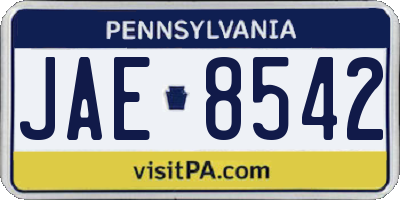PA license plate JAE8542