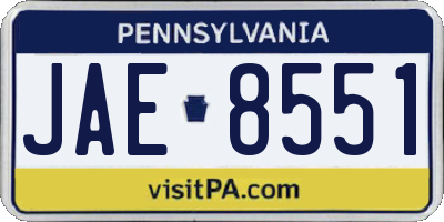 PA license plate JAE8551