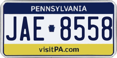 PA license plate JAE8558