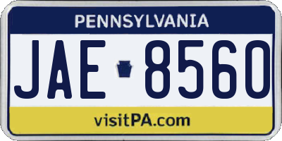 PA license plate JAE8560