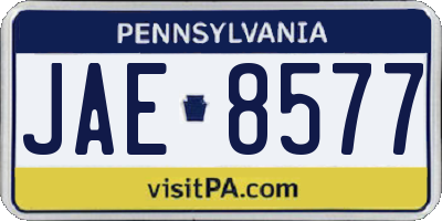 PA license plate JAE8577
