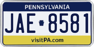 PA license plate JAE8581