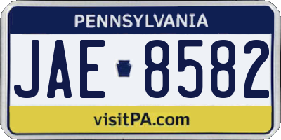 PA license plate JAE8582