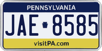 PA license plate JAE8585
