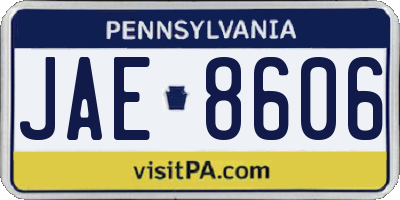 PA license plate JAE8606