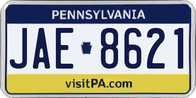 PA license plate JAE8621