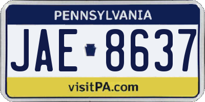 PA license plate JAE8637