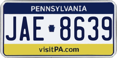 PA license plate JAE8639