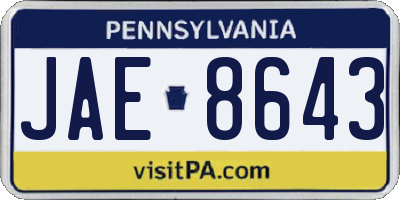 PA license plate JAE8643