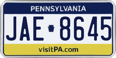 PA license plate JAE8645