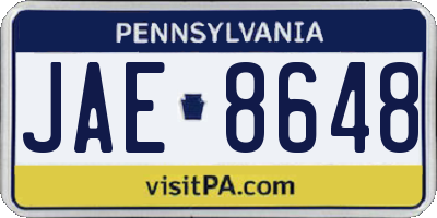 PA license plate JAE8648