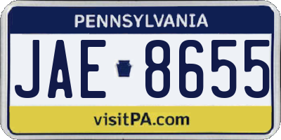 PA license plate JAE8655