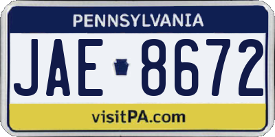 PA license plate JAE8672