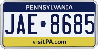 PA license plate JAE8685