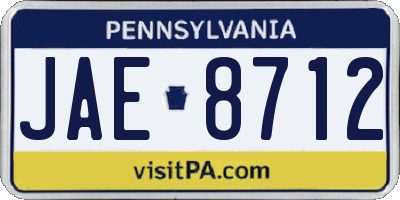 PA license plate JAE8712