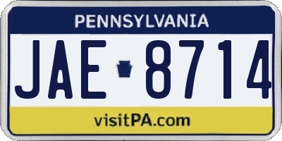 PA license plate JAE8714