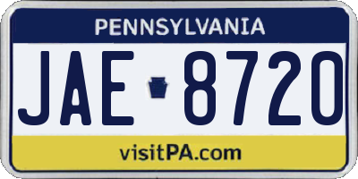 PA license plate JAE8720