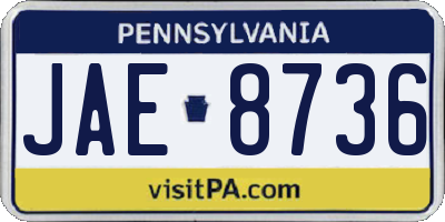 PA license plate JAE8736