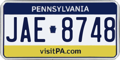 PA license plate JAE8748