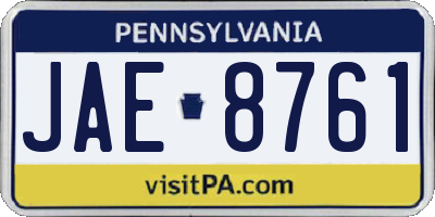 PA license plate JAE8761