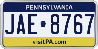 PA license plate JAE8767