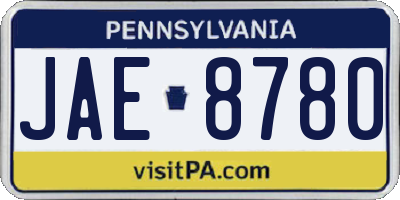 PA license plate JAE8780