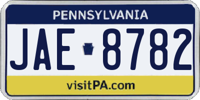 PA license plate JAE8782