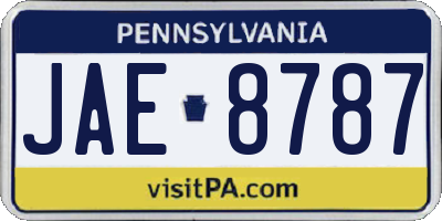 PA license plate JAE8787