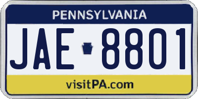 PA license plate JAE8801