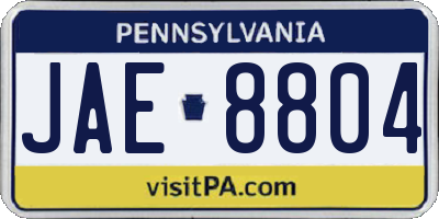 PA license plate JAE8804