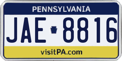 PA license plate JAE8816