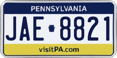 PA license plate JAE8821