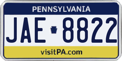 PA license plate JAE8822