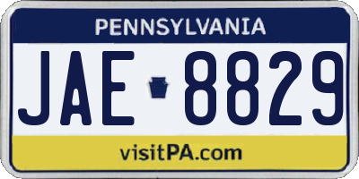 PA license plate JAE8829